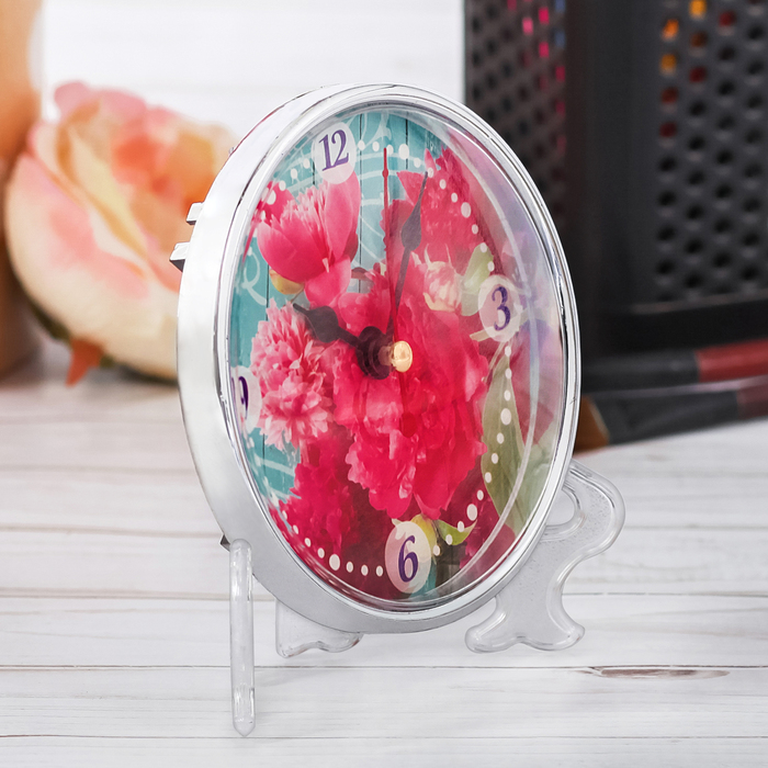 Часы настольные "Пионы"