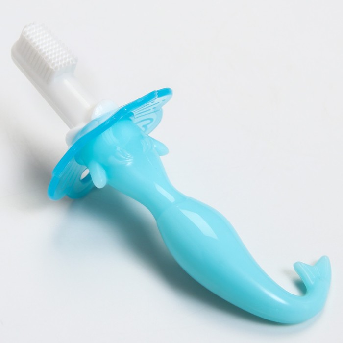 фото Детская зубная щетка-массажер «русалочка», силиконовая, с ограничителем, от 3 мес., цвета микс крошка я