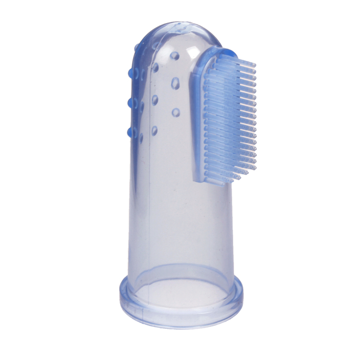 Силиконовая зубная щётка-напальчник, от 0 мес., цвет синий