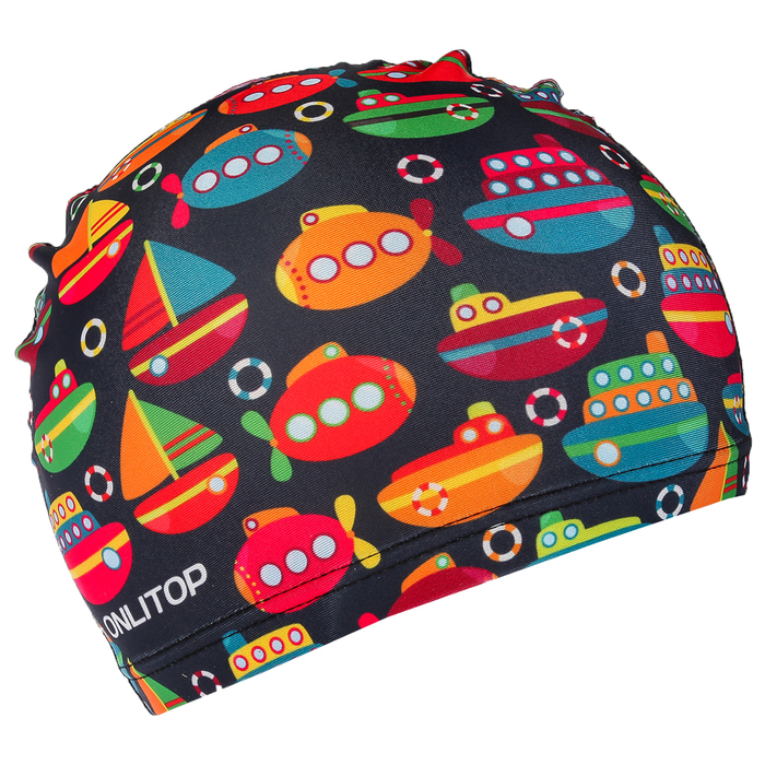 Шапочка для плавания, детская "Кораблики" OL-011, текстиль