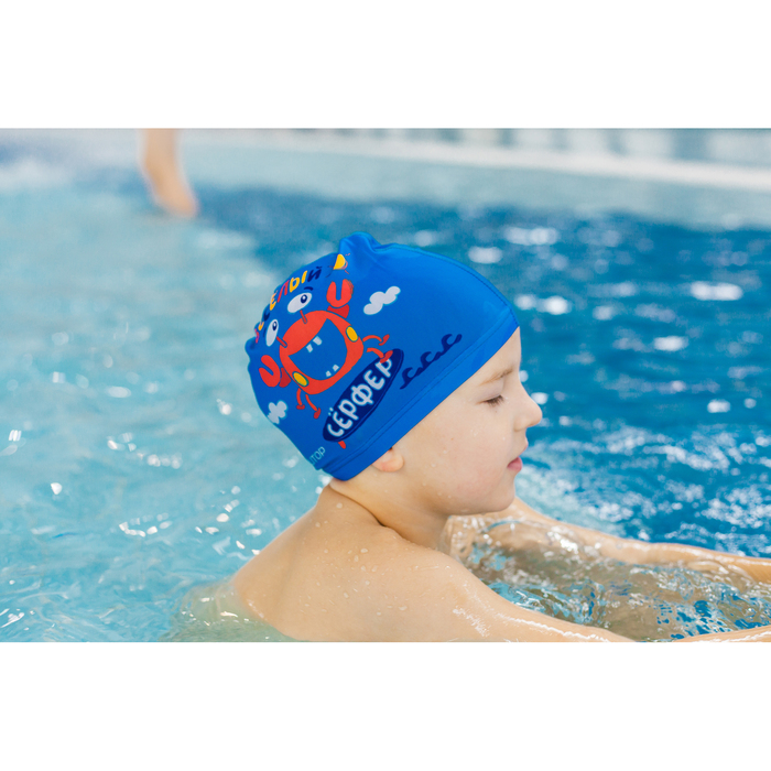 Шапочка для плавания, детская "Веселый серфер", текстиль
