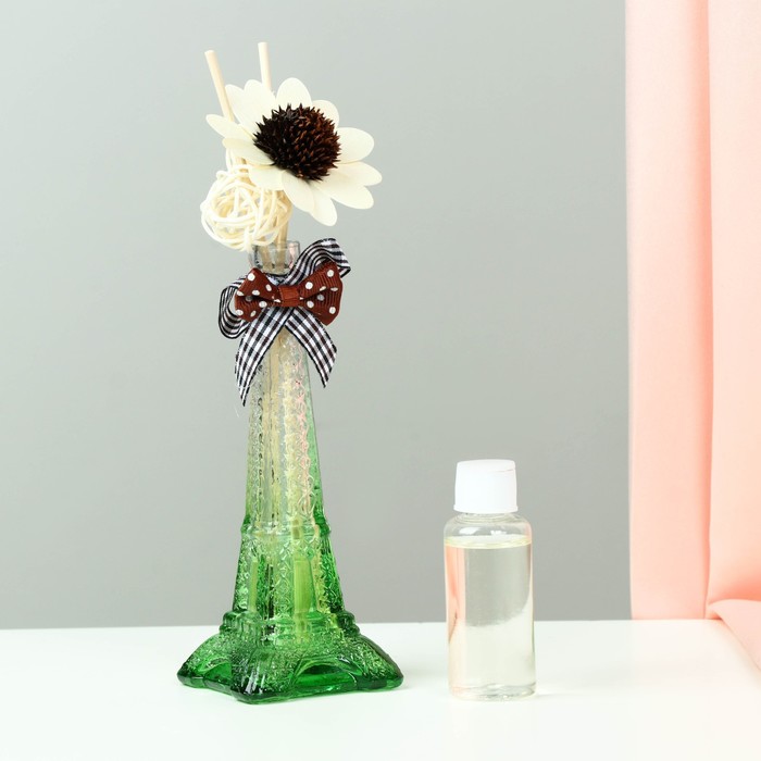 Набор подарочный"Эйфелева башня"(ваза,2 палочки с шариками,декор,аромамасло30мл),свеж. леса