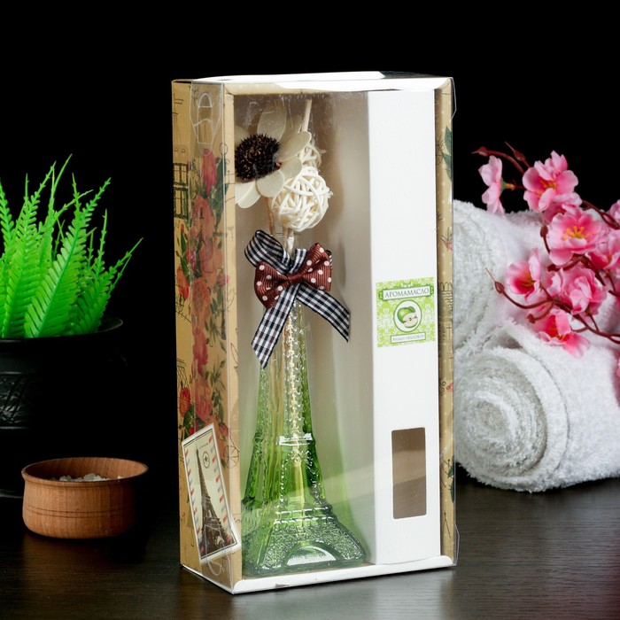 Набор подарочный"Эйфелева башня"(ваза,2 палочки с шариками,декор,аромамасло 30 мл), яблоко
