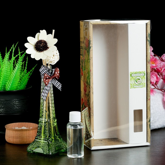 Набор подарочный"Эйфелева башня"(ваза,2 палочки с шариками,декор,аромамасло 30 мл), яблоко