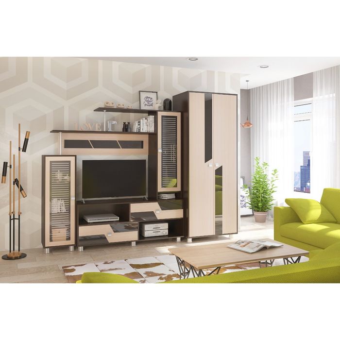 Шкаф "Соната-6", 800х520х2065 мм, венге, дуб млечный