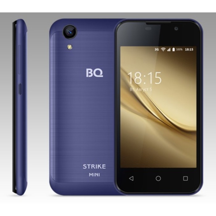 Смартфон BQ S-4072 Strike Mini Dark Blue Brushed 2sim, 4,0"TN,800*480,8Gb,1Gb,5Mp+2Mp 28541