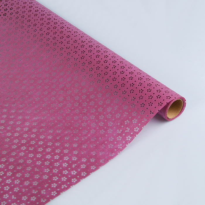 Фетр ламинированный с перфорацией "Цветочки", винный, 0,6 х 5 м