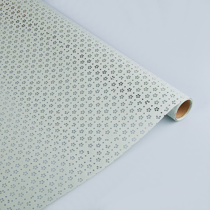 Фетр ламинированный с перфорацией "Цветочки", фисташковый, 0,6 х 5 м
