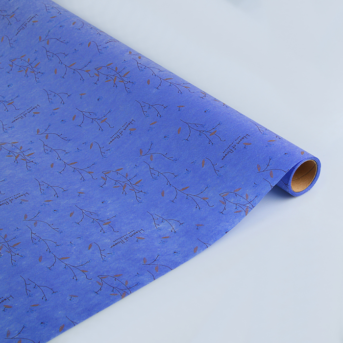Фетр ламинированный "Веточки", синий, 0,6 х 5 м