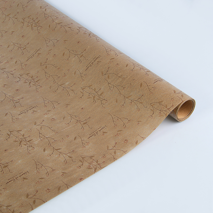 Фетр ламинированный "Веточки", кофейный, 0,6 х 5 м