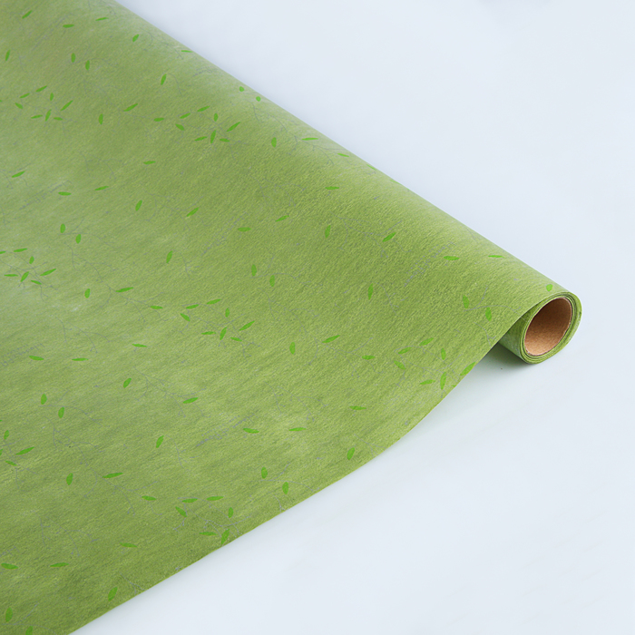 Фетр ламинированный "Веточки", зелёный, 0,6 х 5 м