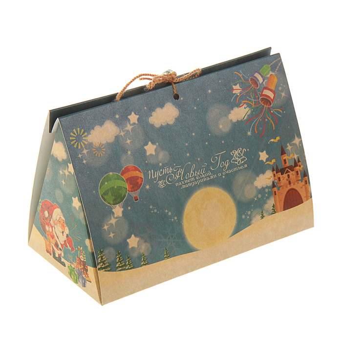 Коробка подарочная "Снежинки", с бубенчиком, 15 х 10 х 8 см