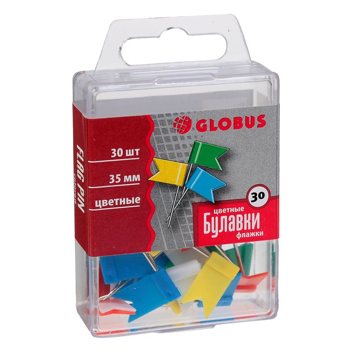 Кнопки силовые Флажки 30шт GLOBUS пласт/коробка