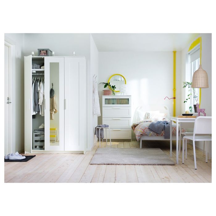 Шкаф платяной 3-дверный, цвет белый БРИМНЭС