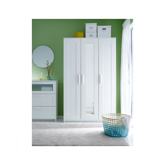 Шкаф платяной 3-дверный, цвет белый БРИМНЭС