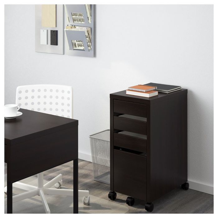 Тумба с ящиками на колесах, цвет черно-коричневый МИККЕ