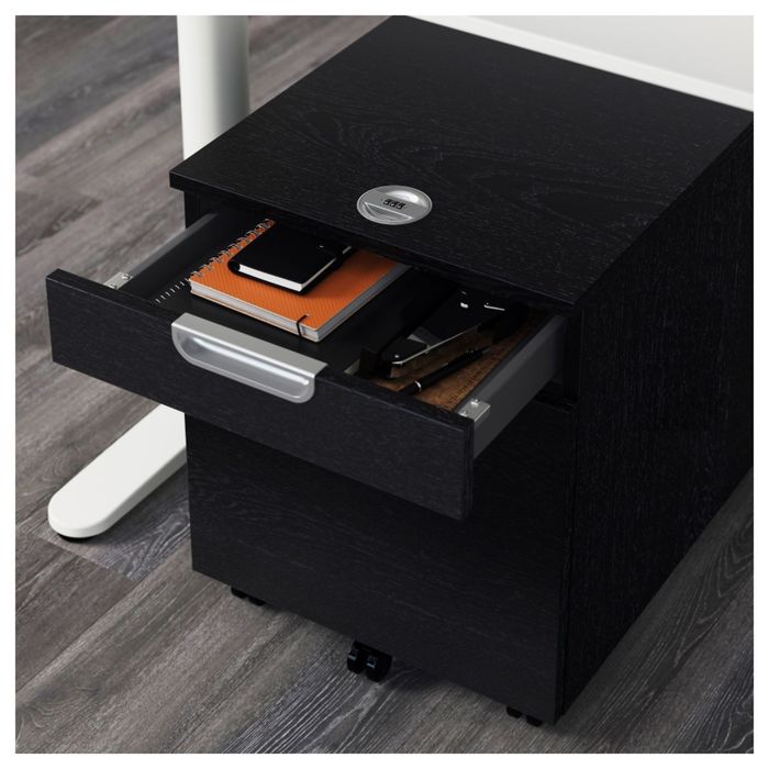 Тумба с отделением для папок, цвет черно-коричневый ГАЛАНТ