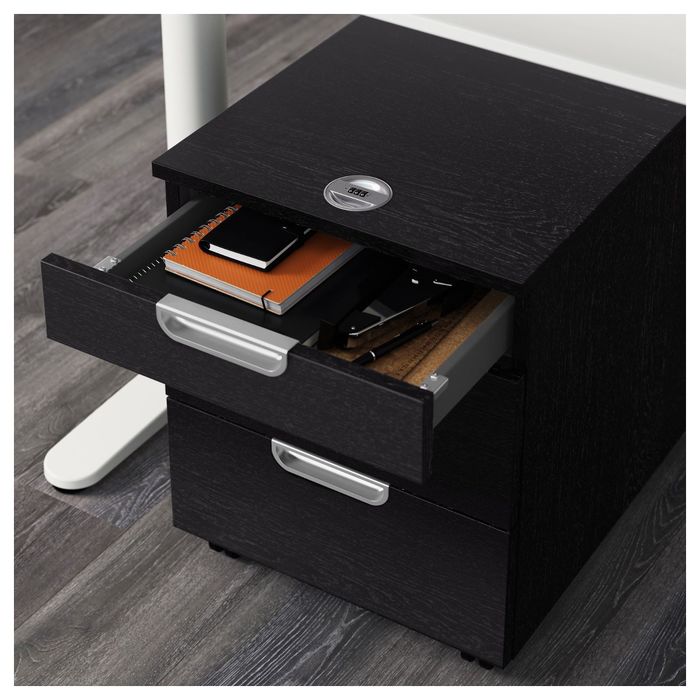 Тумба с ящиками на колесах, цвет черно-коричневый ГАЛАНТ