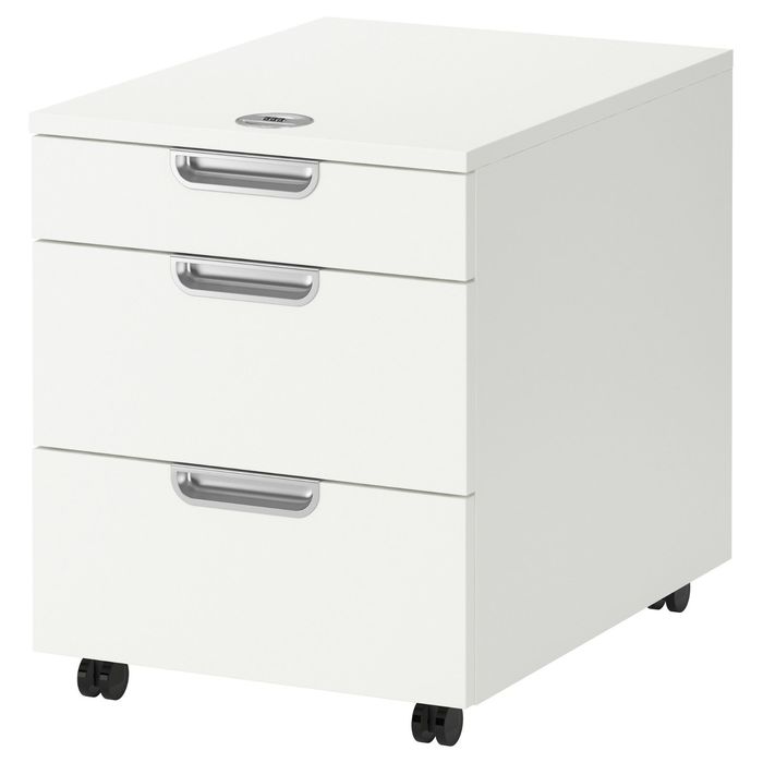 Тумба с ящиками на колесах, цвет белый ГАЛАНТ