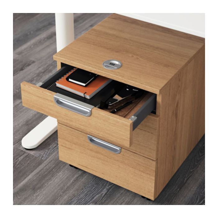 Тумба с ящиками на колесах, дубовый шпон ГАЛАНТ