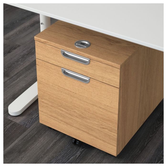 Тумба с ящиками на колесах, дубовый шпон ГАЛАНТ