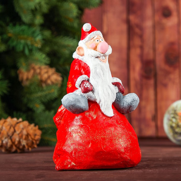 Фигура "Дед Мороз на мешке" 16см