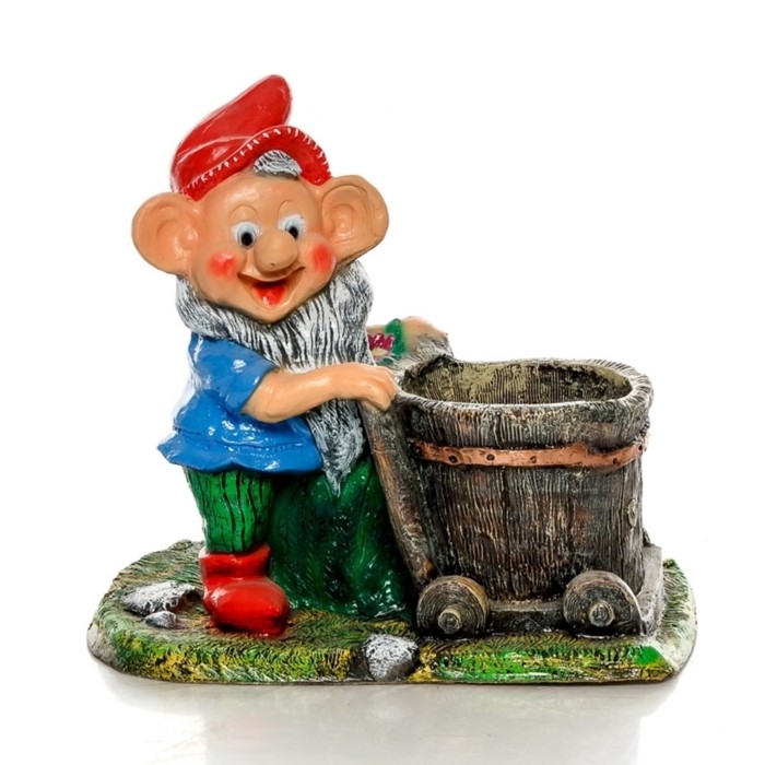 Фигурное кашпо "Гном с тачкой"