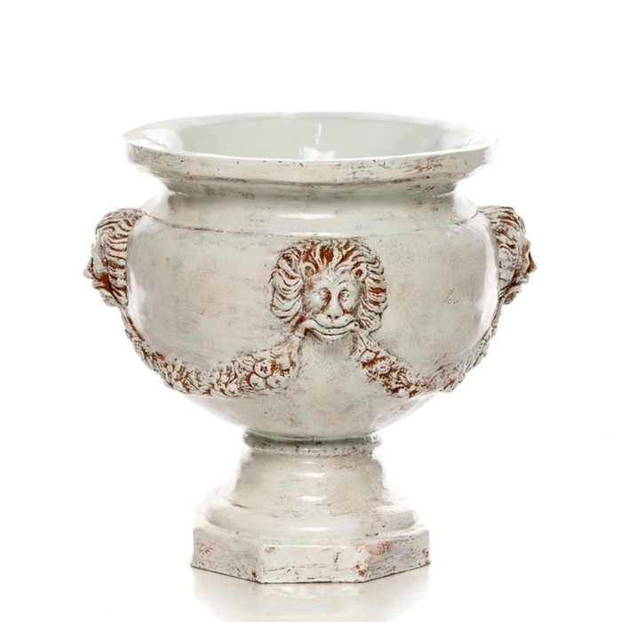 Фигурное кашпо "Чаша со львом" розовое