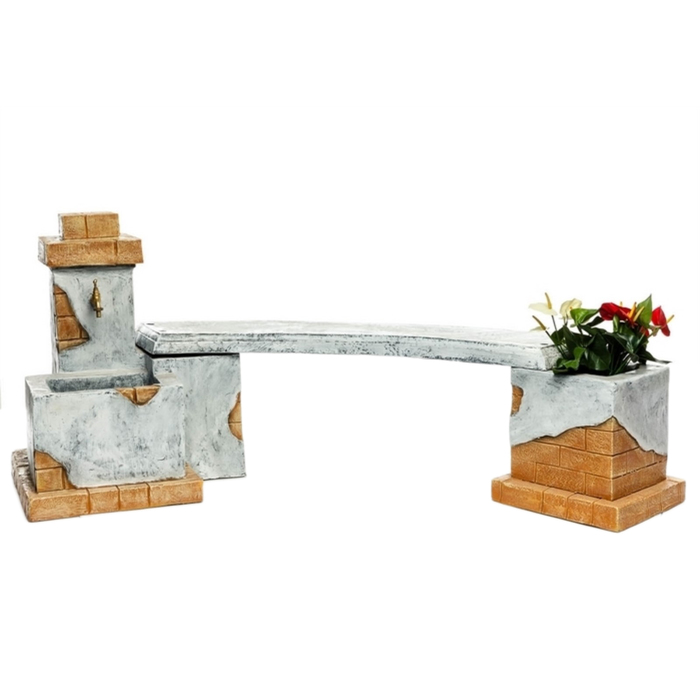 Комплект "Кирпич" (лавочка, умывальник, кашпо)