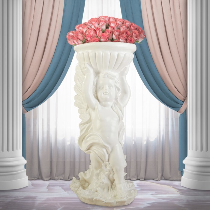 Статуэтка "Ангел с чашей", белый, 52 см