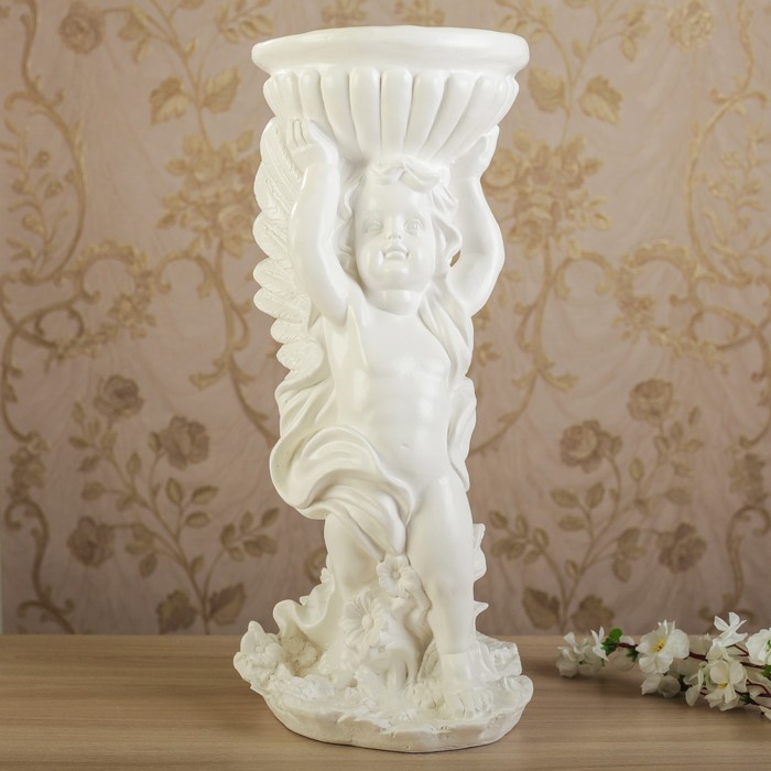 Статуэтка "Ангел с чашей", белый, 52 см