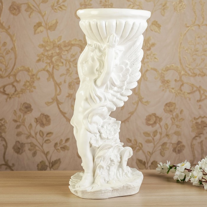 Статуэтка "Ангел с чашей", белый, 52 см