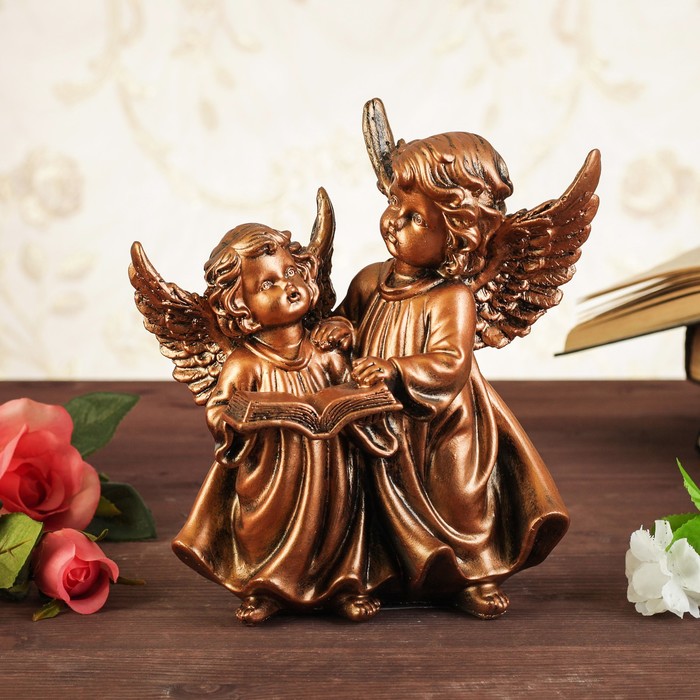 Статуэтка "Пара ангелов с книгой" бронза, 21 см