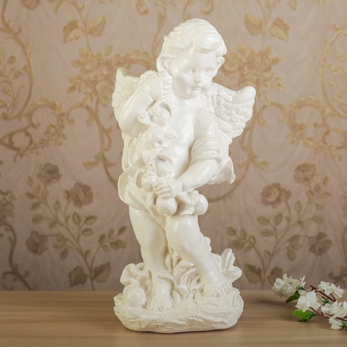 Статуэтка "Ангел с яблоками" белый, 48 см