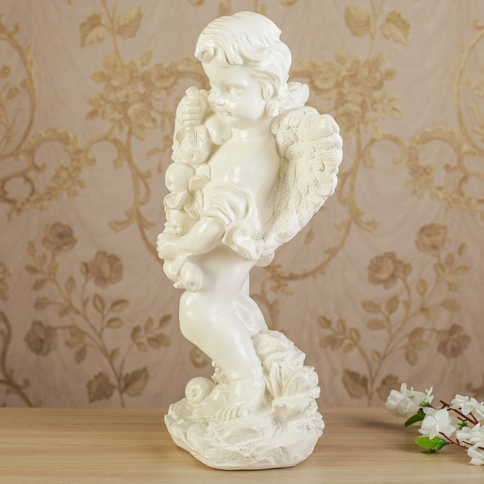Статуэтка "Ангел с яблоками" белый, 48 см
