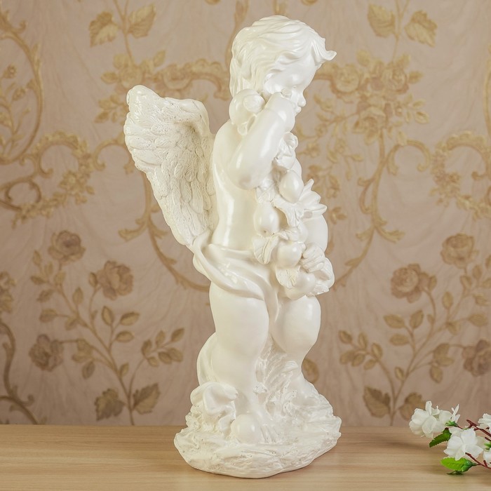 Статуэтка "Ангел с яблоками" белый, 48 см