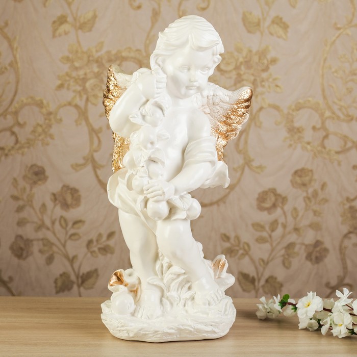 Статуэтка "Ангел с яблоками" позолота, 48 см