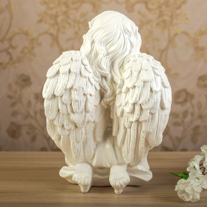 Статуэтка "Ангел молится на коленях", белая, 34 см