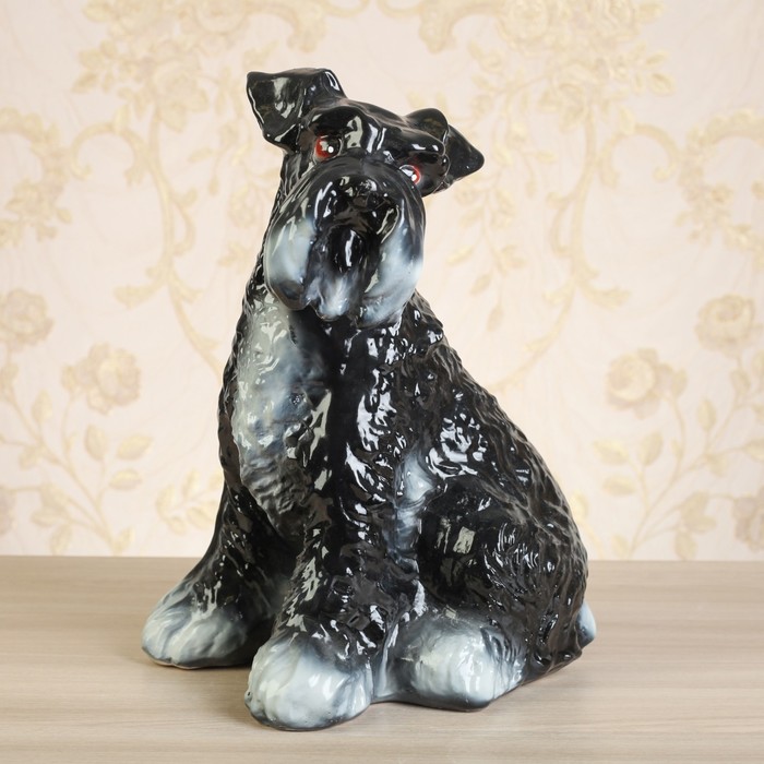 садовая фигура "Собака Шнауцер" садовая глянец черно-белая