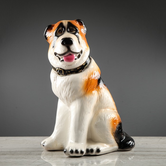 Сувенир "Собака Алабай" глянец бело-коричнево-черный