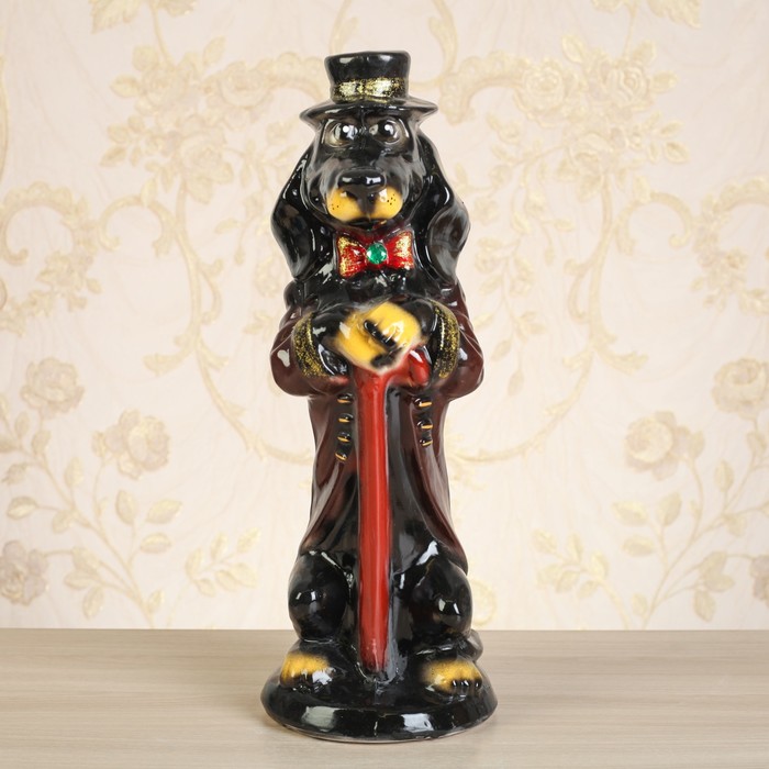 Копилка "Собака Олигарх", глянец, черно-коричневый