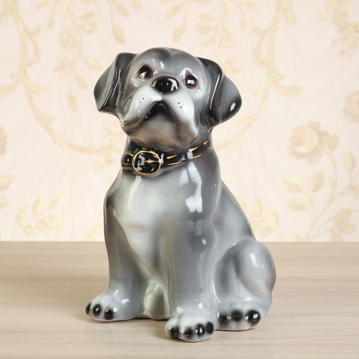 Копилка "Собака Тузик", глянец 17 х 14 х 23 см, серый