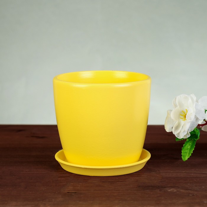 Цветочный горшок "Осень" 0,5 л глянец желтый лак