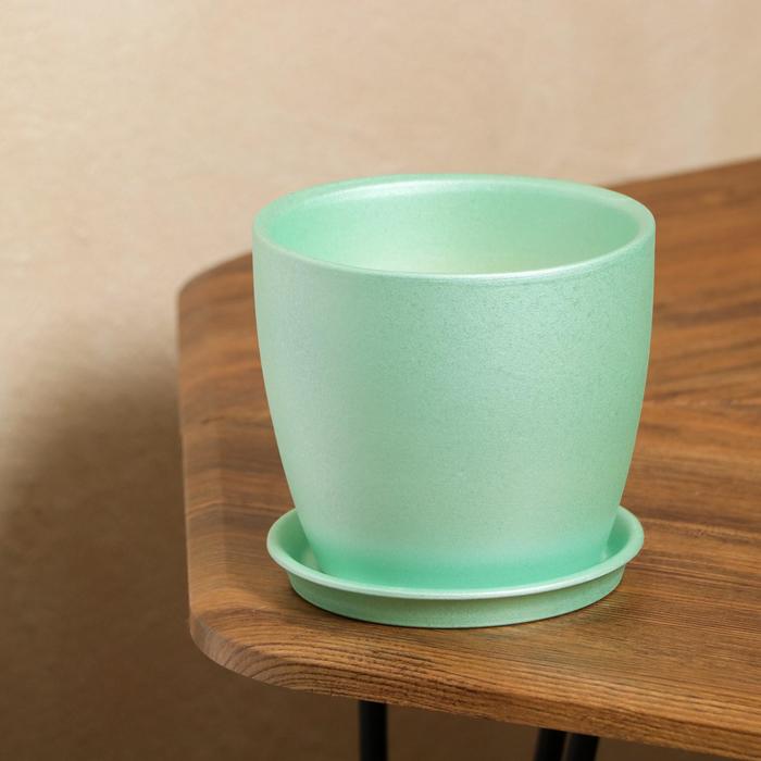 Кашпо "Осень" 1,0 л перламутр зеленый лак