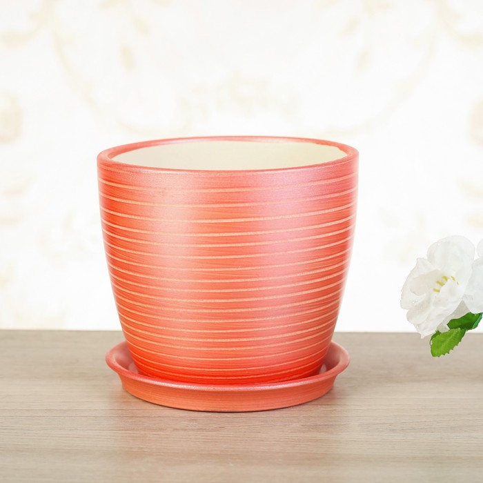 Кашпо "Осень" 1,0 л серпантин красный лак