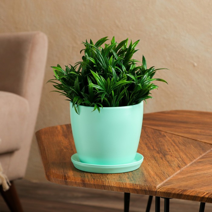 Цветочный горшок "Осень" 2,0 л глянец бирюза лак