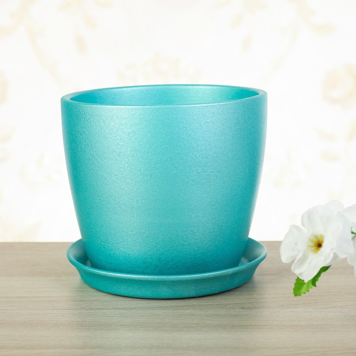 Цветочный горшок "Осень" 2,0 л перламутр бирюза лак