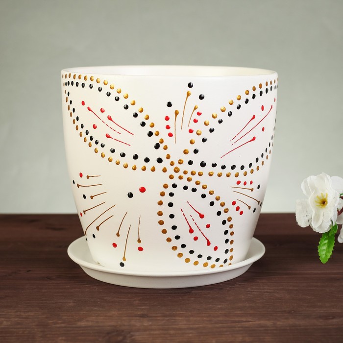 Кашпо "Осень" 3,0 л художественная дорисовка на белом, лак, микс