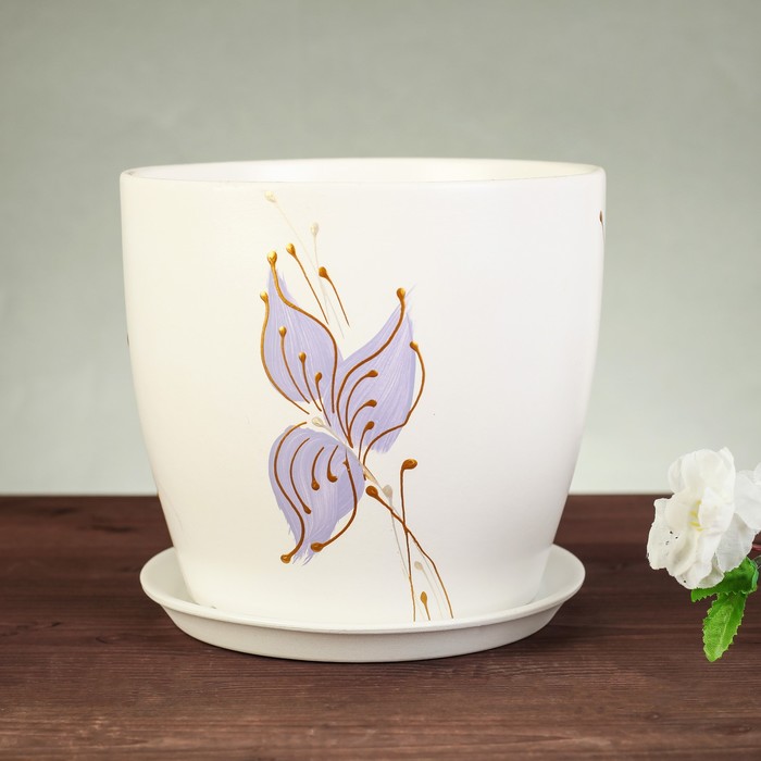 Кашпо "Осень" 3,0 л художественная дорисовка на белом, лак, микс