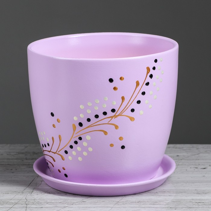 Кашпо "Осень" 3,0 л, художественная дорисовка на фиолетовом, лак, микс